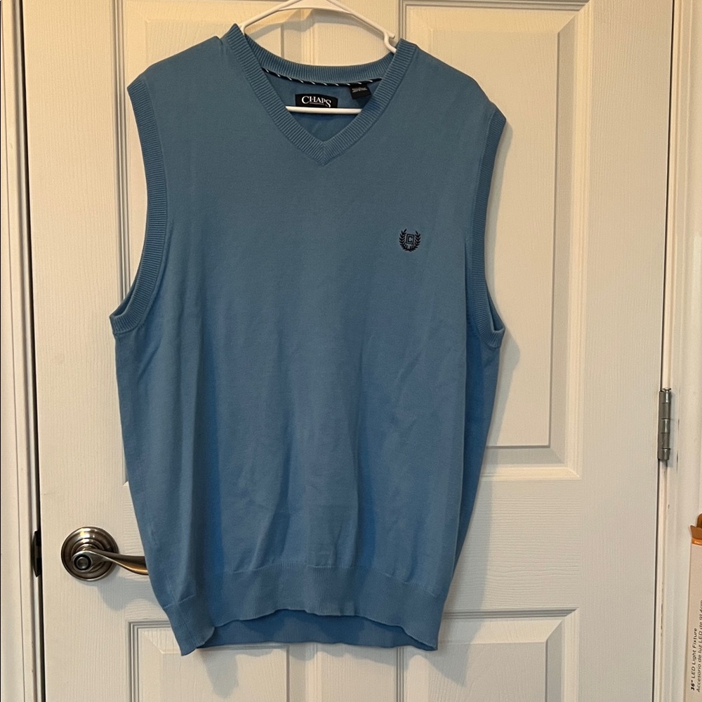 Chaps Sky Blue V-Neck Sweater Vest